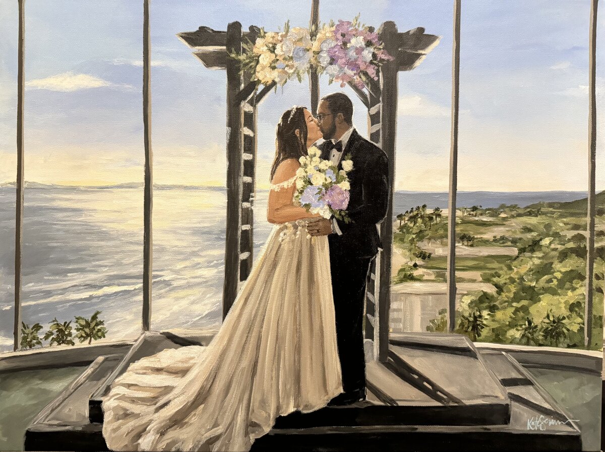 painting of bride and groom
