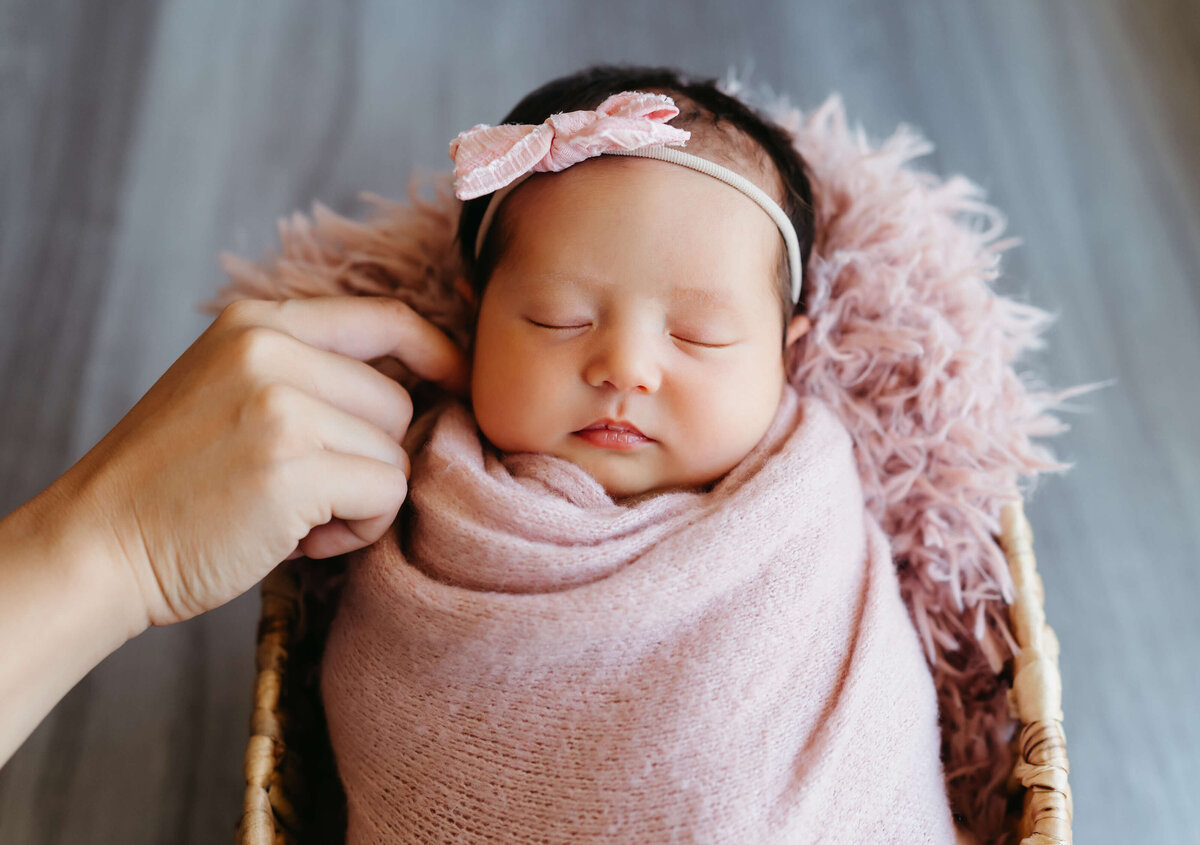 newborn-session-with-pink-wrap