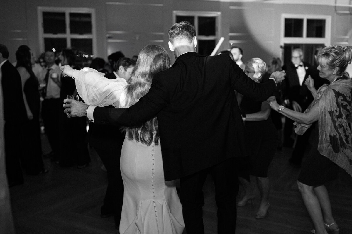 Bride and groom joining the dance floor at The Bradford reception