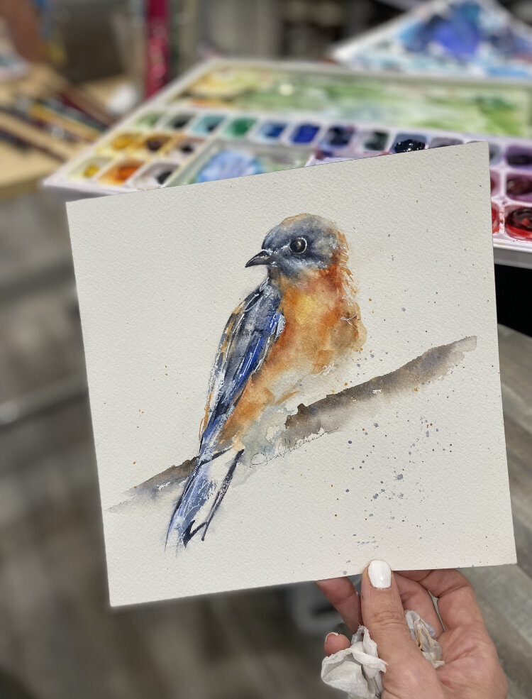 Watercolored bird portrait