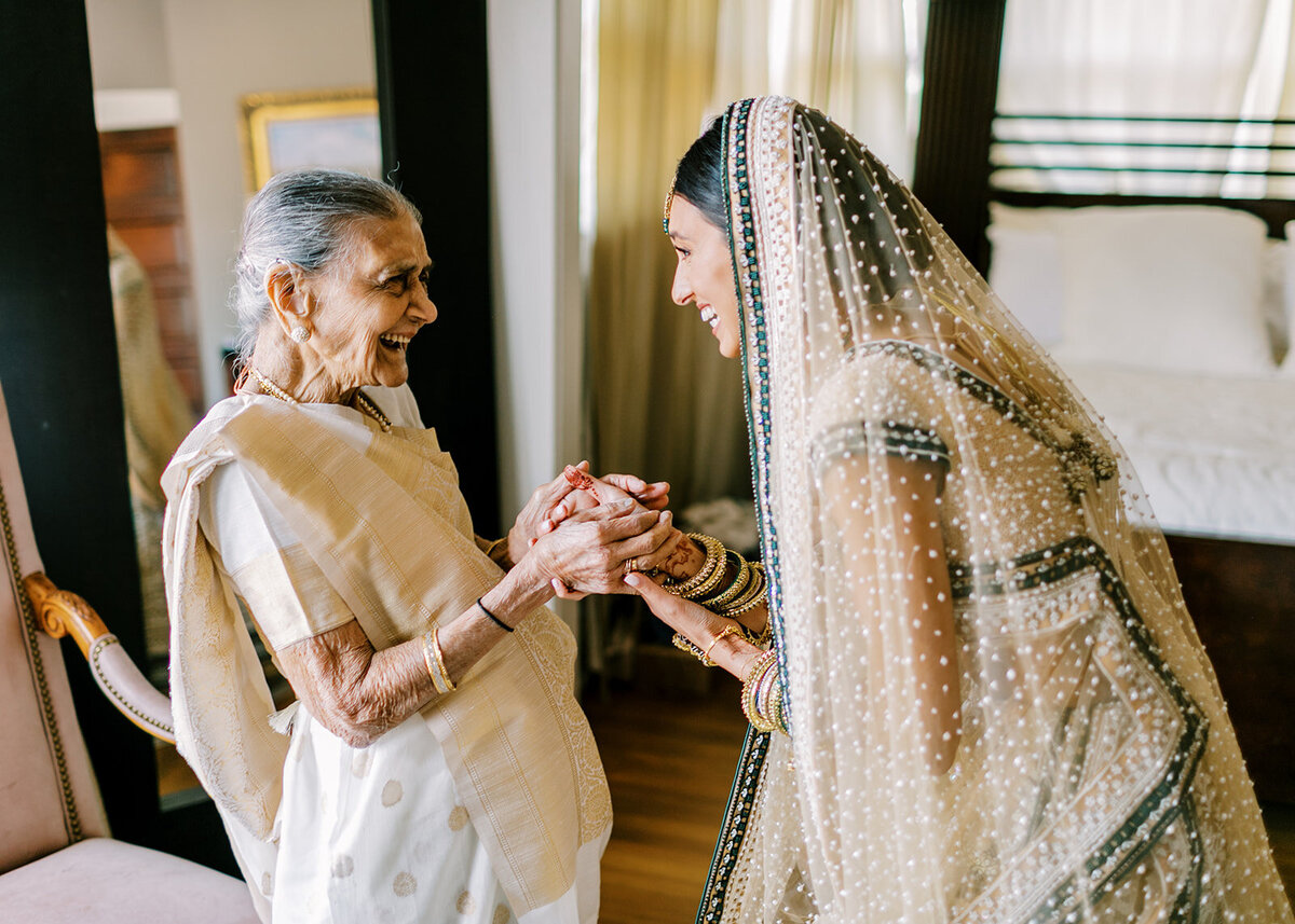 Bride and her mother at a South Asian Fusion wedding celebration