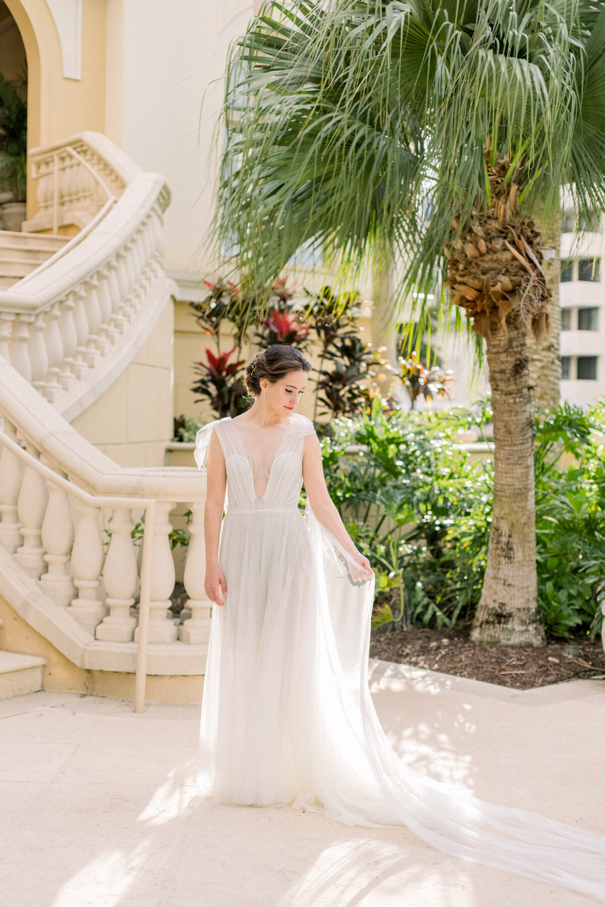 Sarasota Ritz Carlton Wedding bride in the Healing Garden
