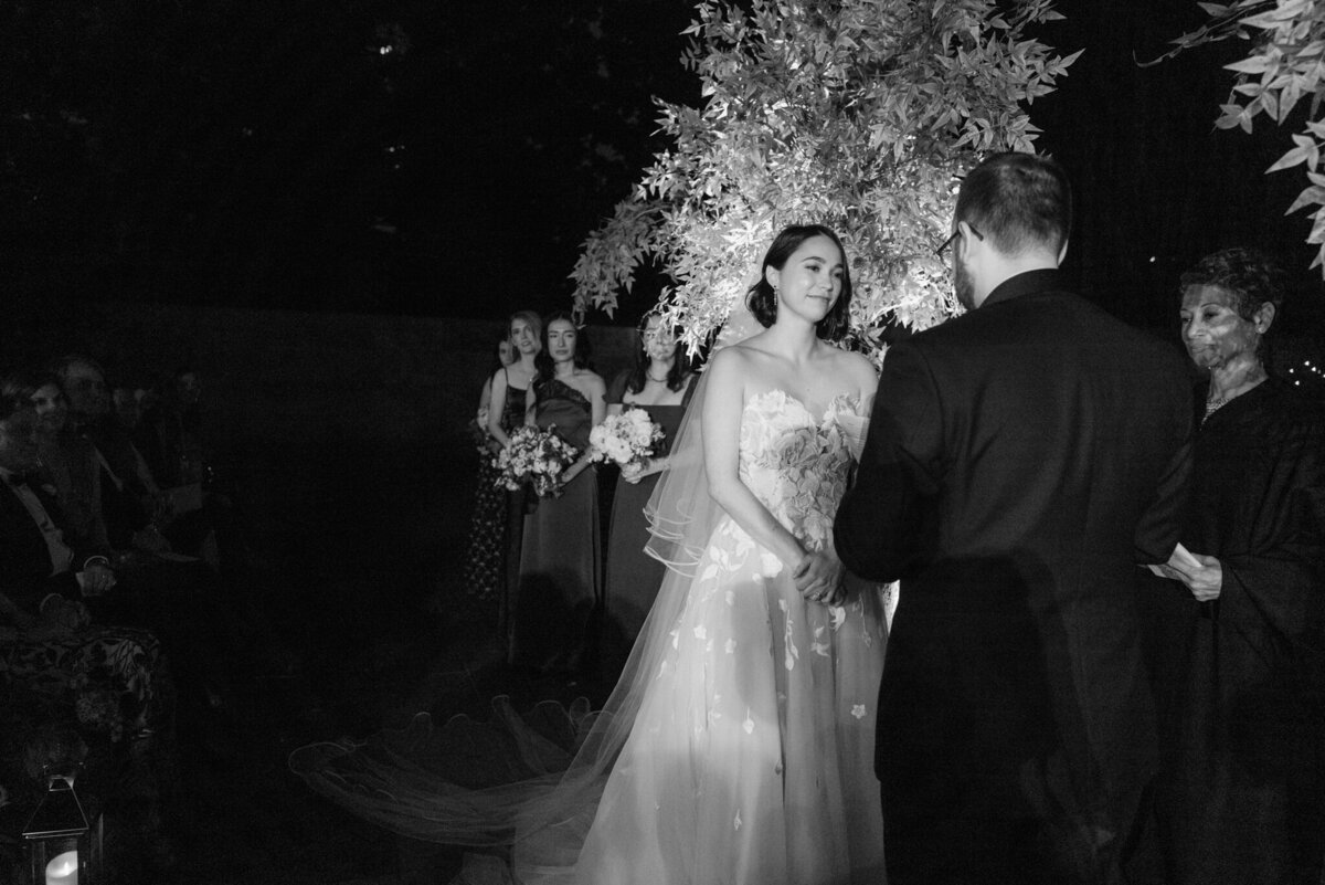 Evening wedding ceremony at Nasher Sculpture Garden