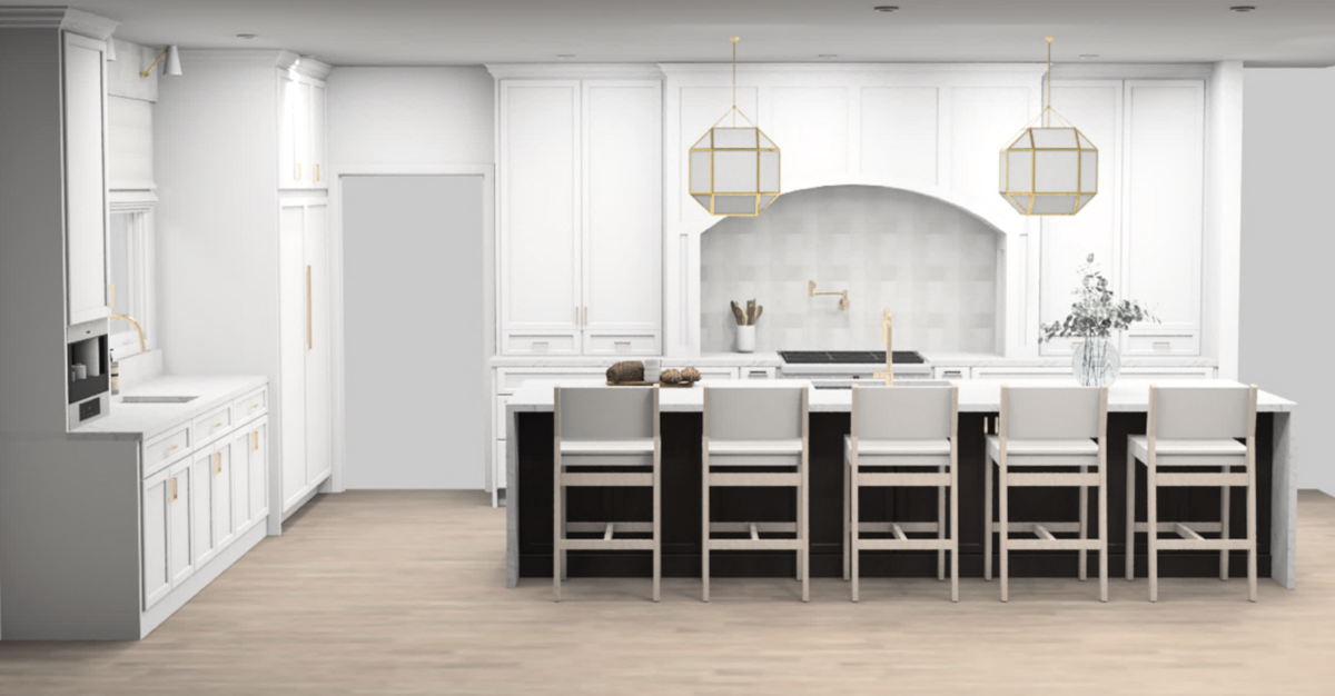 kitchen-interior-design-rendering-of-white-kitchen-with-dark-island-and-gold-fixtures