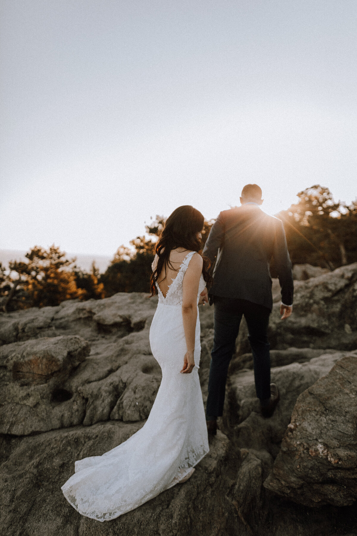 bride and groom sunrise elopement