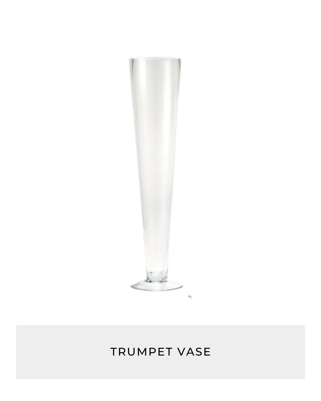 Clear glass trumpet vase rental for Glen Rose floral centerpieces by Kendra’s Events