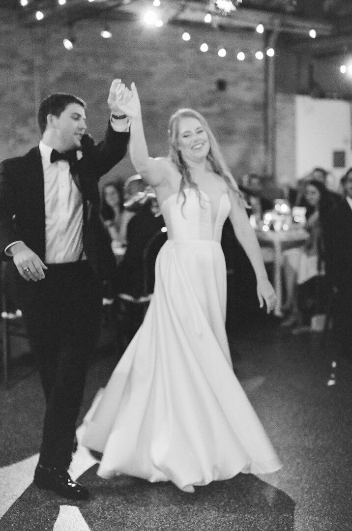 Black and White of Bride and Grooms First Dance