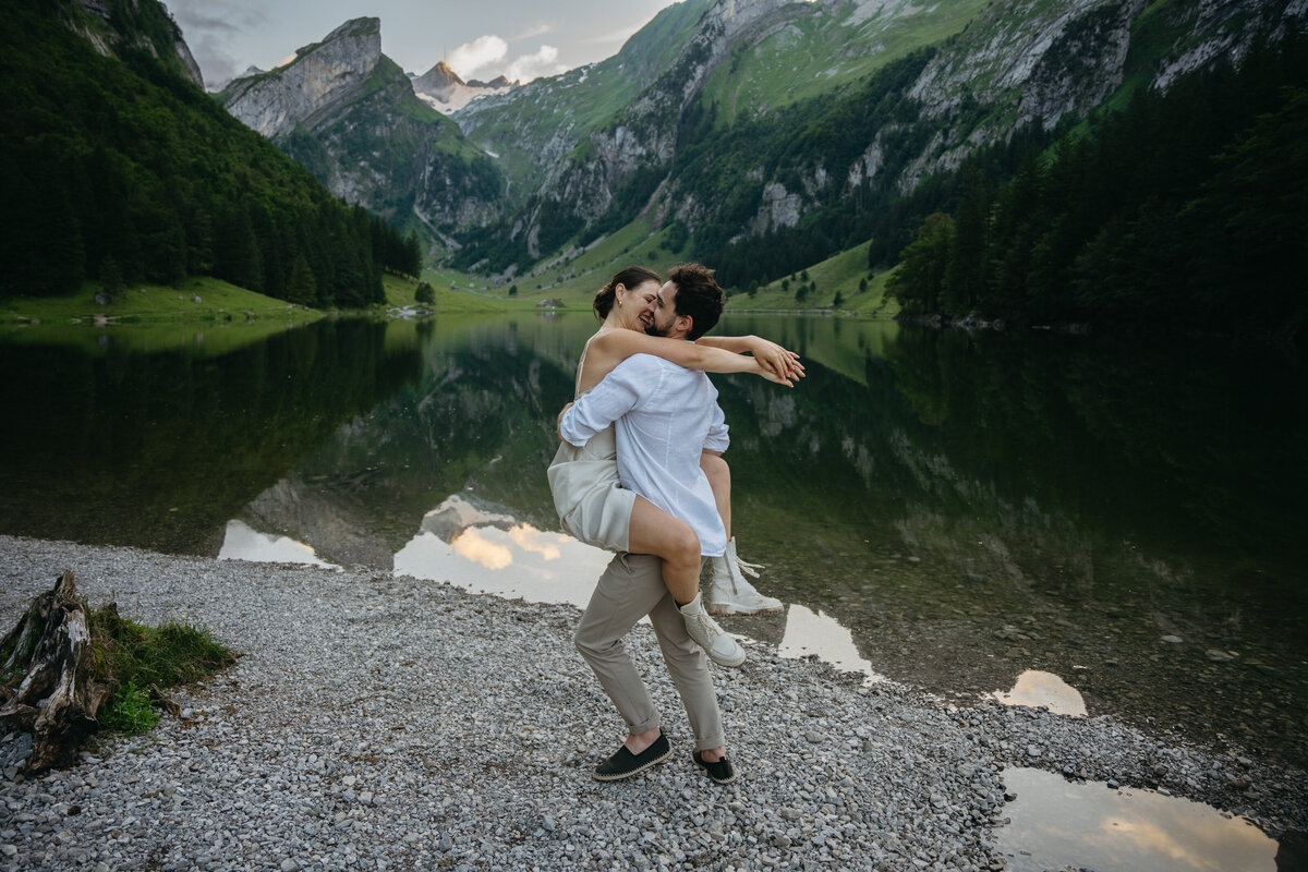 Switzerland Seealpsee lake elopement