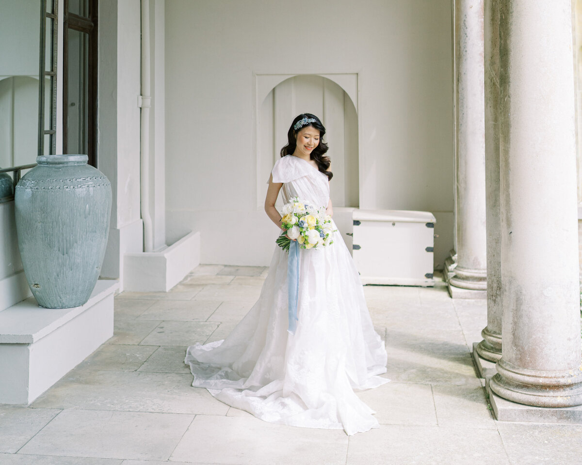 Bride wearing Mara Marie wedding dress at Somerley House wedding venue