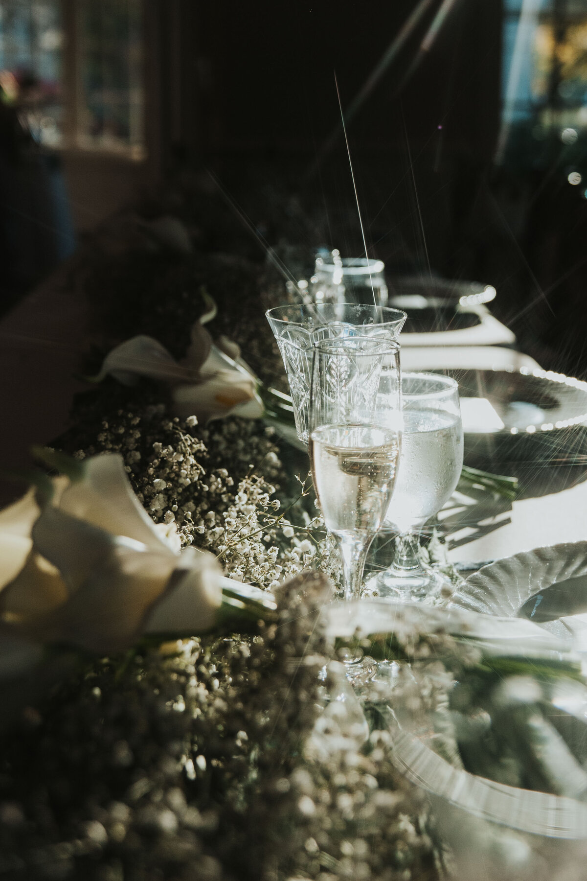 wedding day detail photo of a glass cup