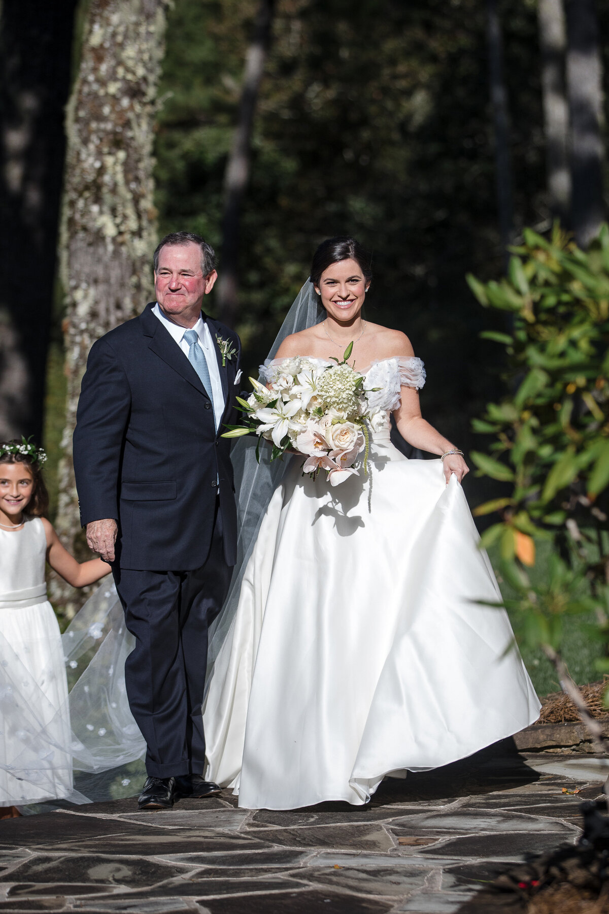 Bride and Father enter Ceremony at Cashiers NC Wedding