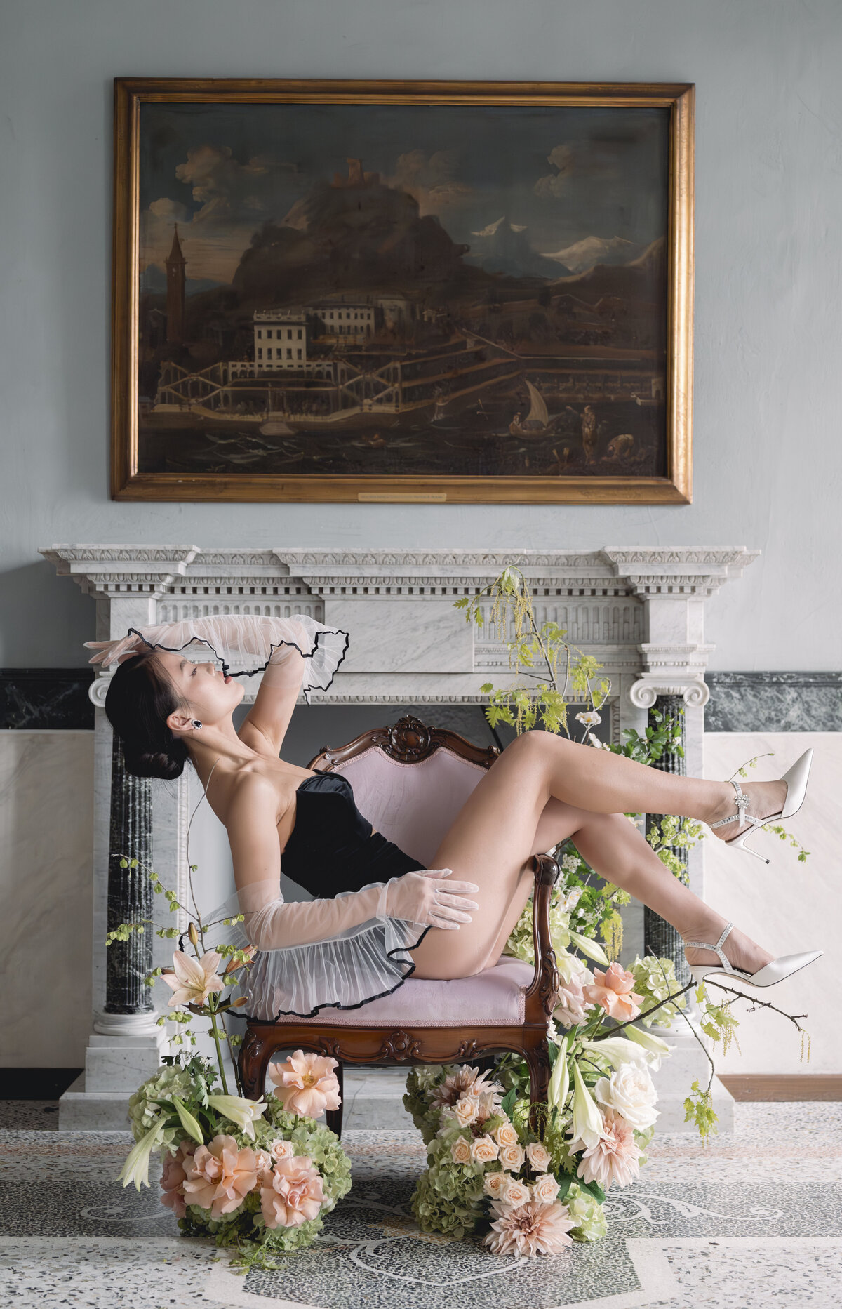 Dimos Bablis Studio Luxury Wedding Photographers Greece and Italy Santorini Wedding Villa Cipressi pastel  _016