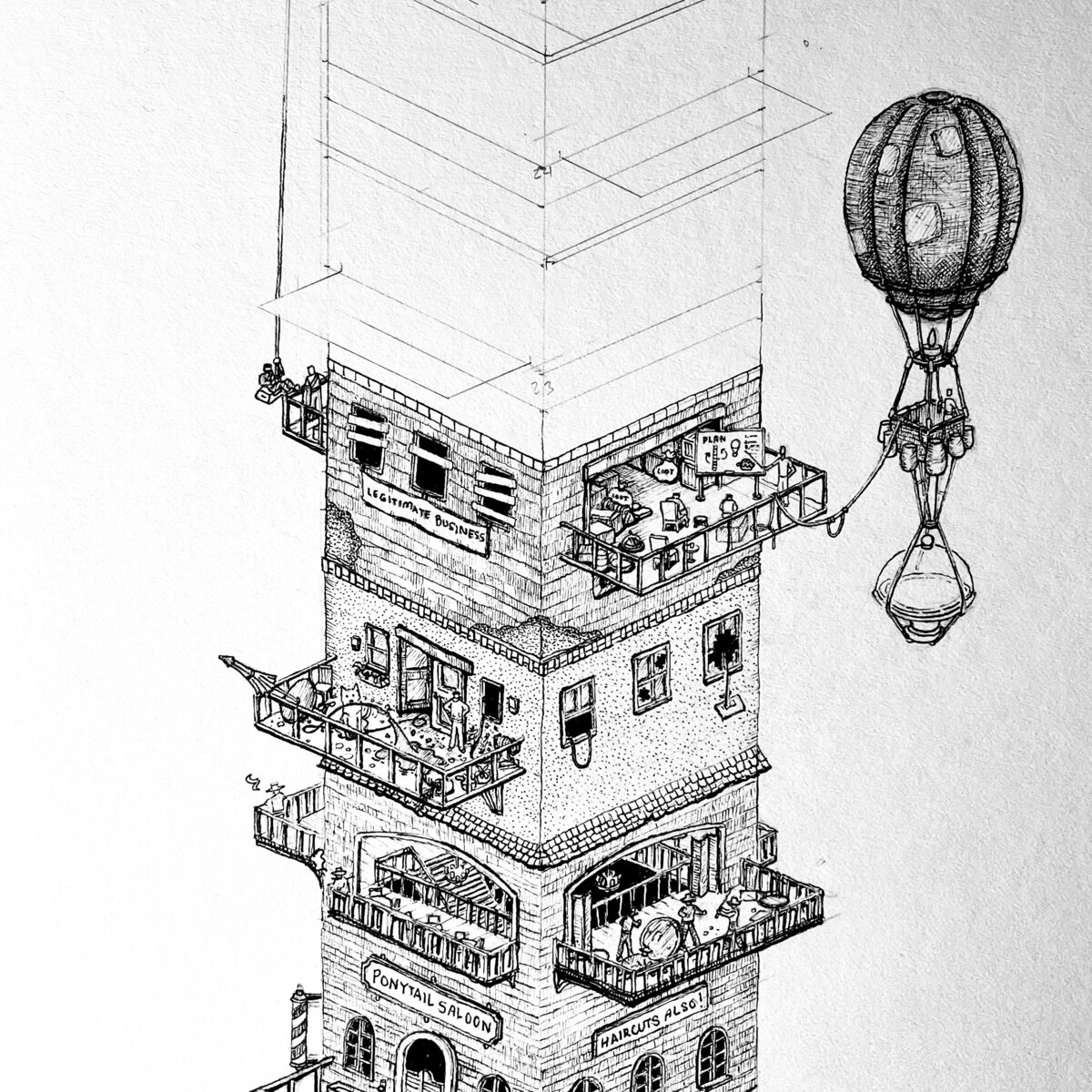 Pen and Ink Illustration of Inktober 2022 prompt: Heist