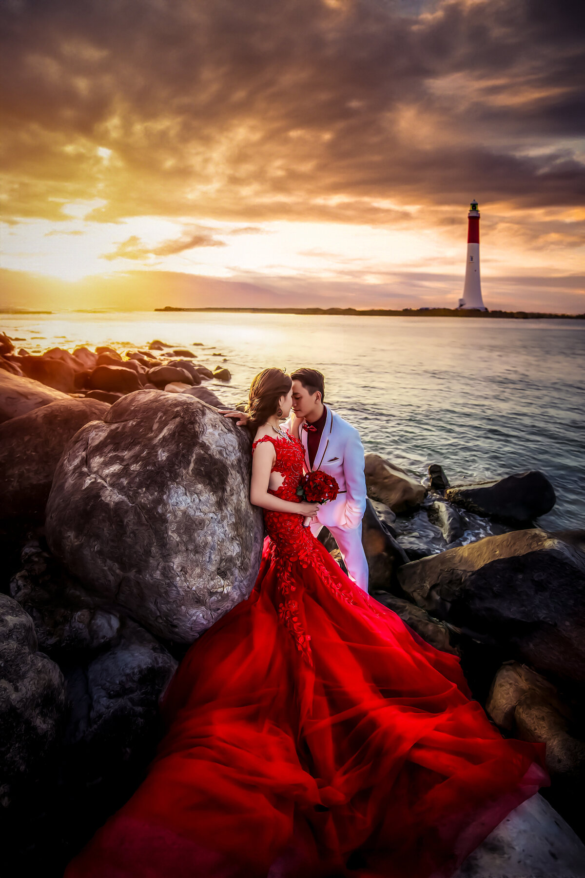 CP red dress whit tux beach formal engagement-20 copy