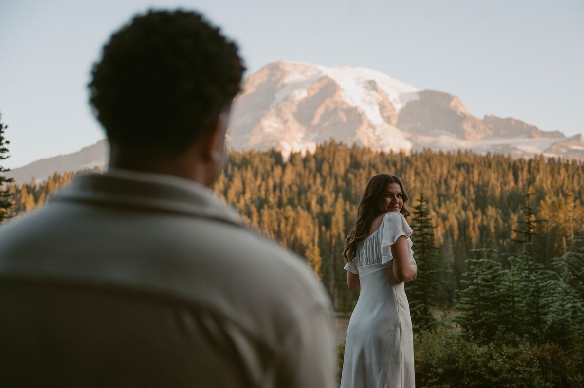 Sunrise couple and the mountain