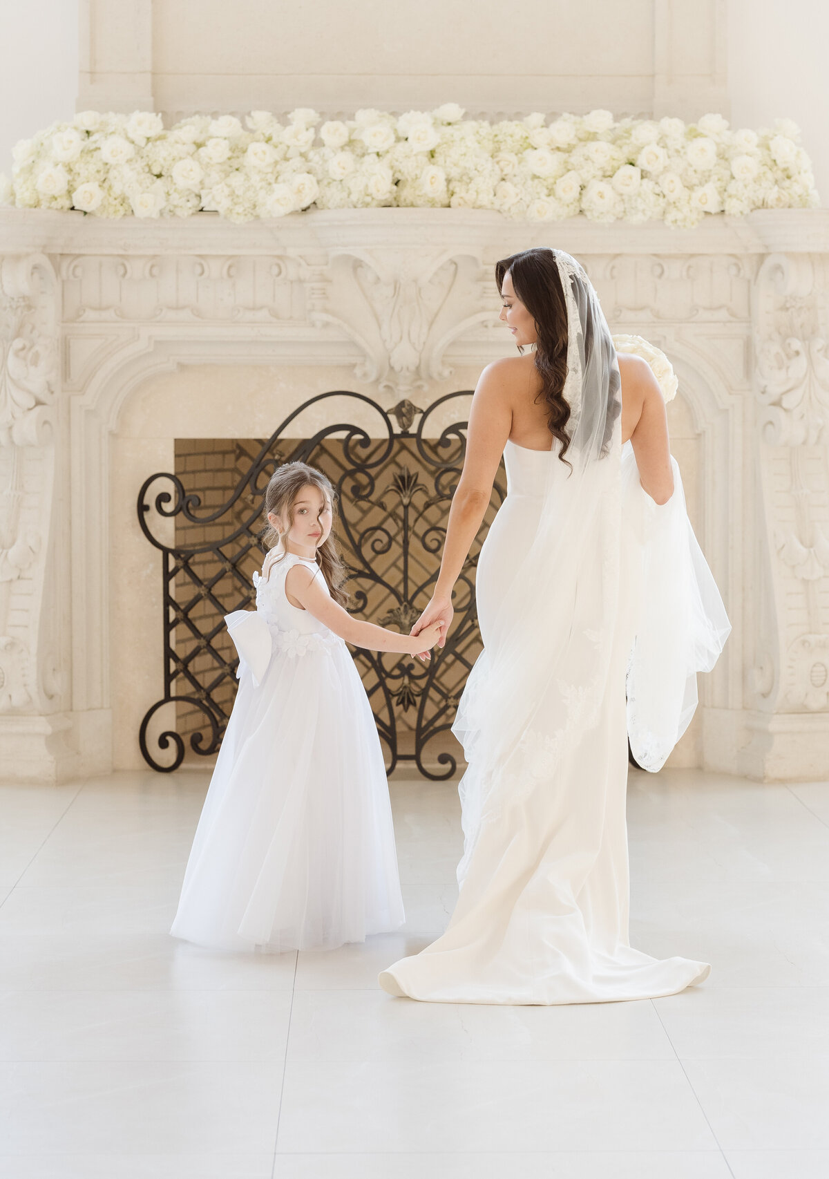 bride and flower girl photo at the estate at florentine gardens nj