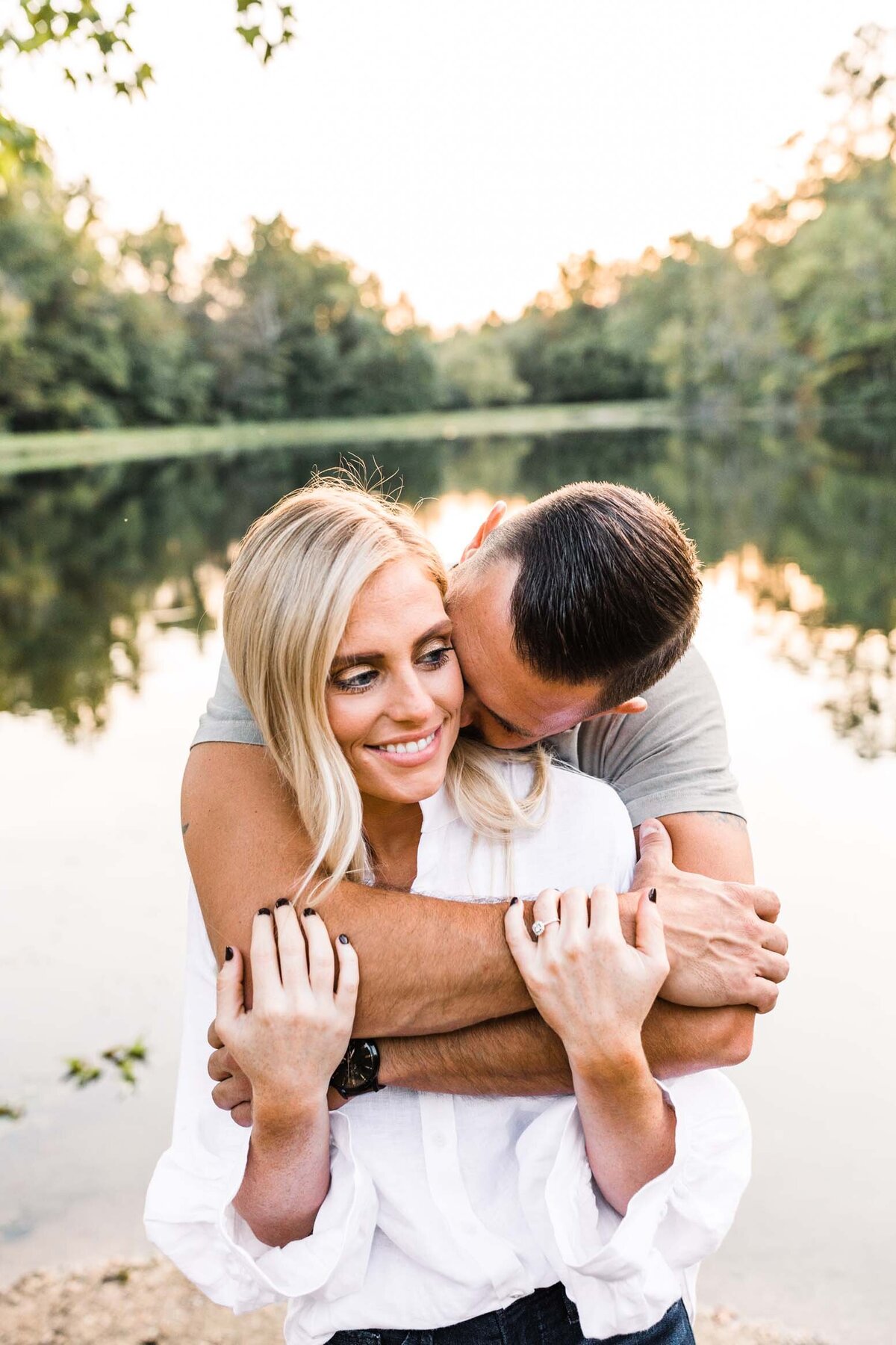 Couple embracing each other outside in South Bend