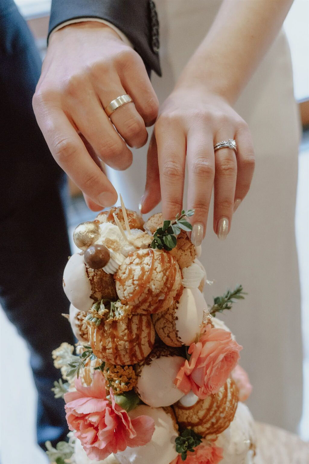 Innovative cream puff tree, created by Crème Cream Puffs, playful and modern cakes & desserts in Calgary, Alberta, featured on the Brontë Bride Vendor Guide.
