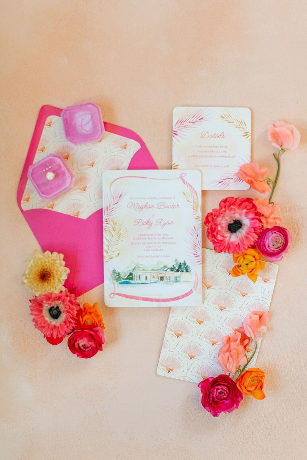 pink-and-orange-invitation-suite