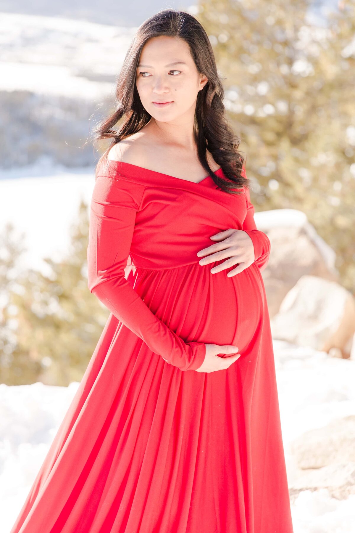 Rocky Mountain National Park winter maternity session