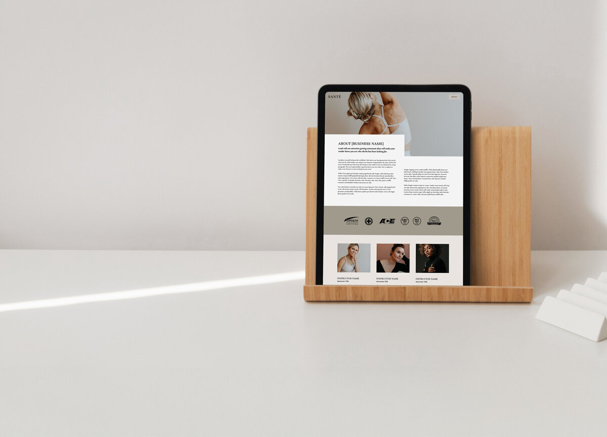 Showit website template displaying a Private Sessions page for a boutique fitness studio.