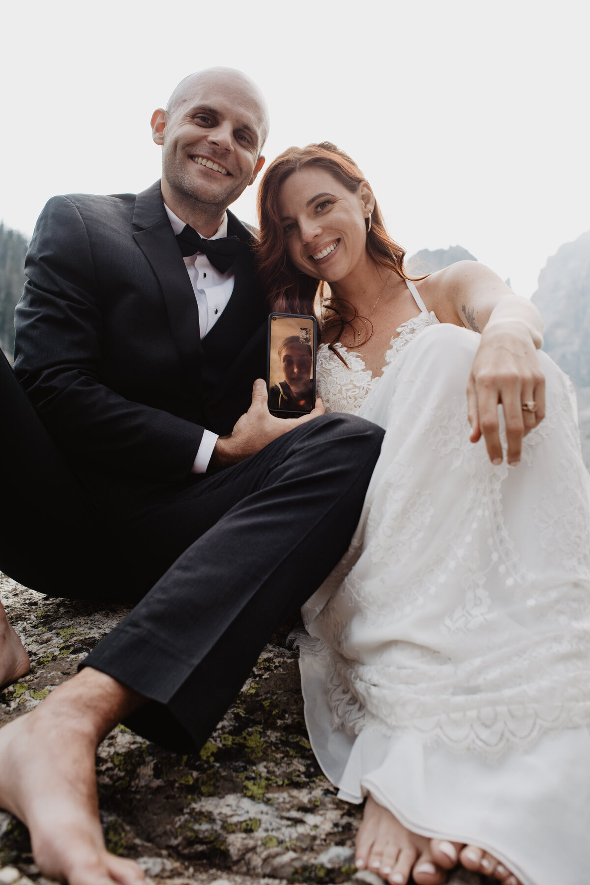 Jackson Hole photographers capture bride and groom barefoot