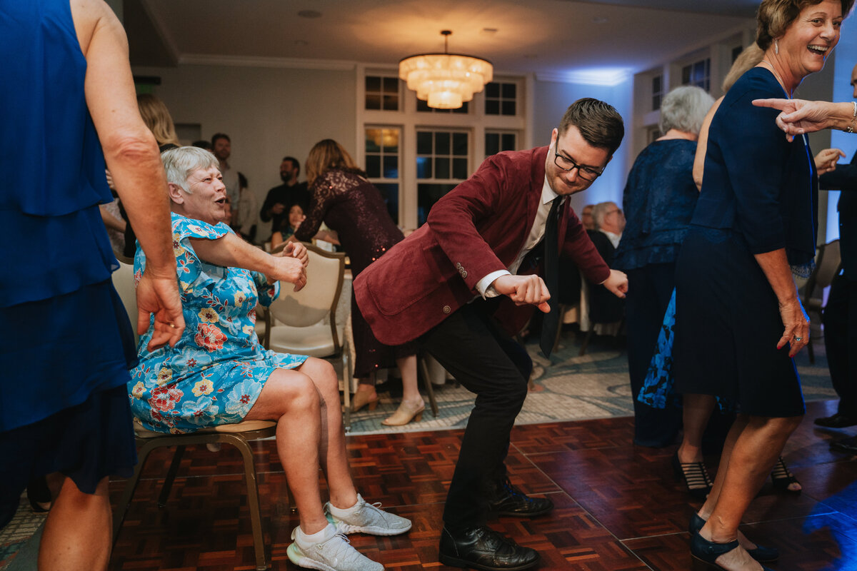 wedding guest dancing for elderly wedding guest at repcetion at fenway hotel dunedin florida