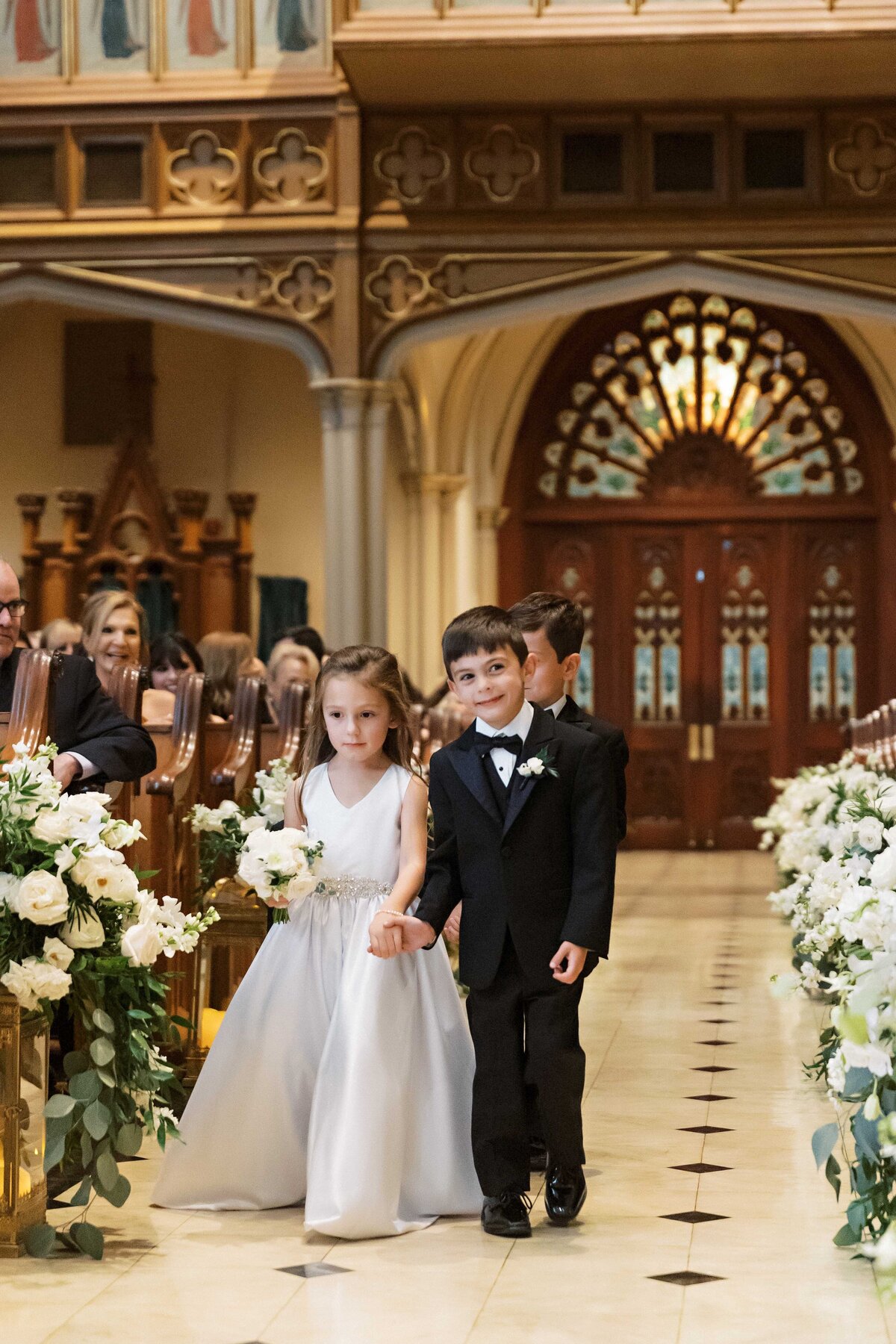 flower girl and ring bearer at St. Patrick's Catholic Church