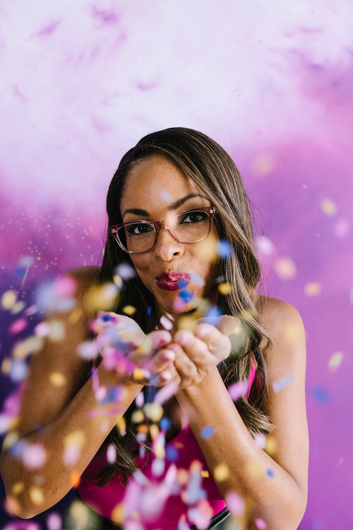 Woman wearing glasses for branding photos for North Point Eyewear of Pittsburgh. 