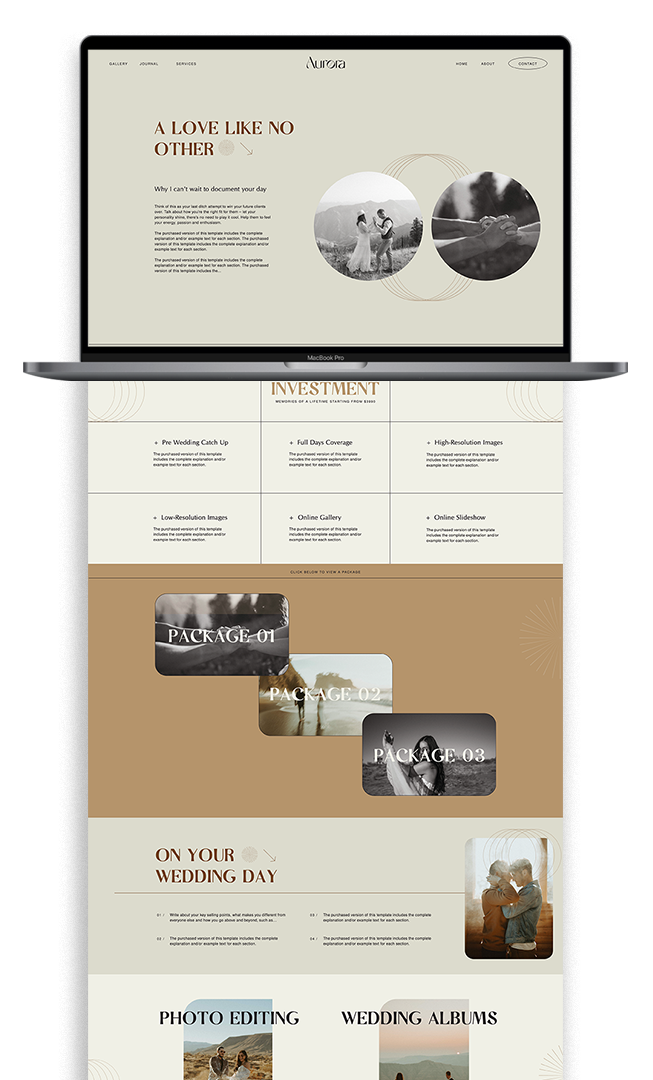 Aurora Website Template for Photographers | Studio Leelou