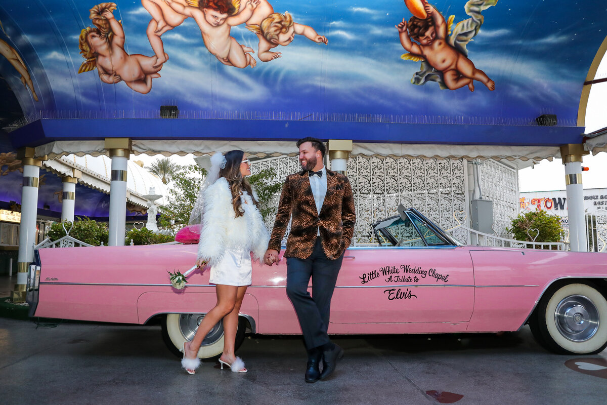 bride groom elvis pink convertable