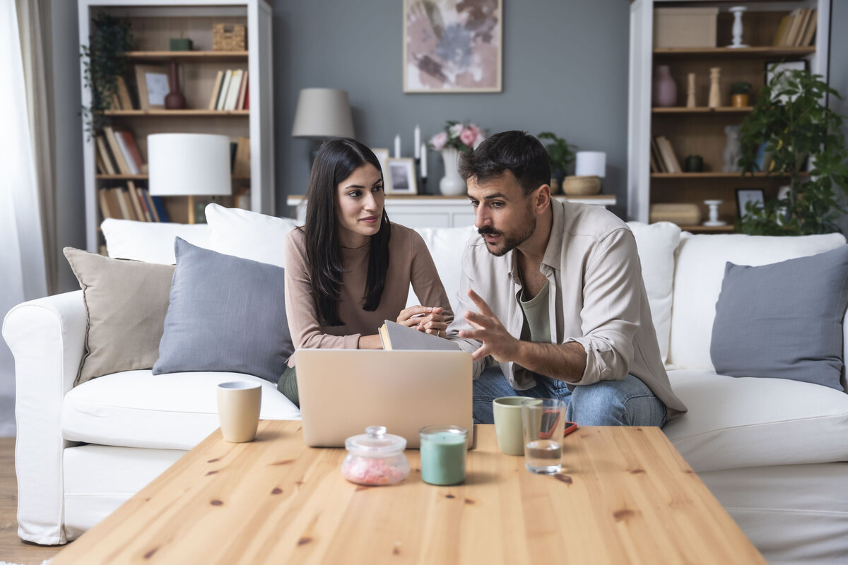 Couple sitting on couch