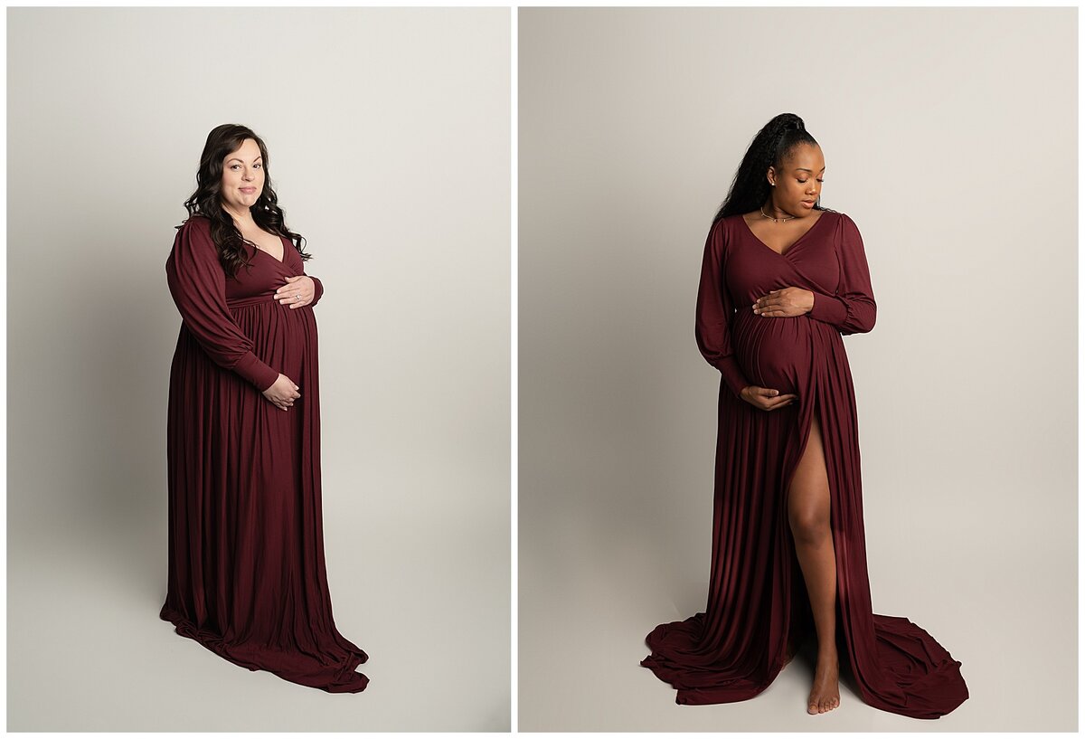 maroon vneck maternity dress