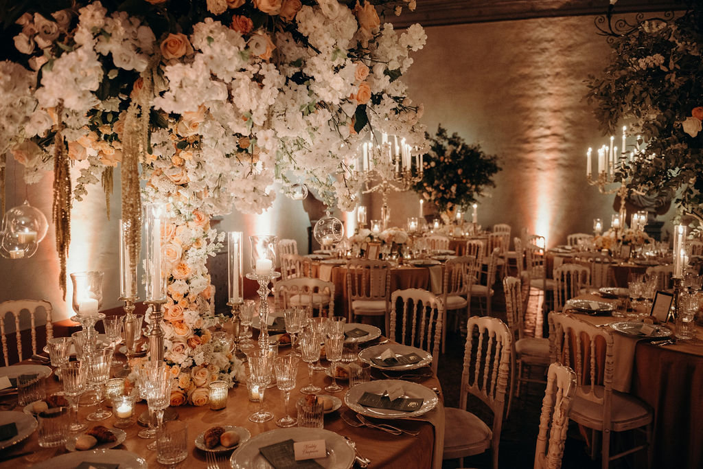 luxury and elegant table settings, wedding in rome