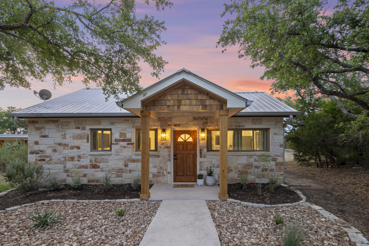 Exterior of large luxury rental home in Wimberley, Texas