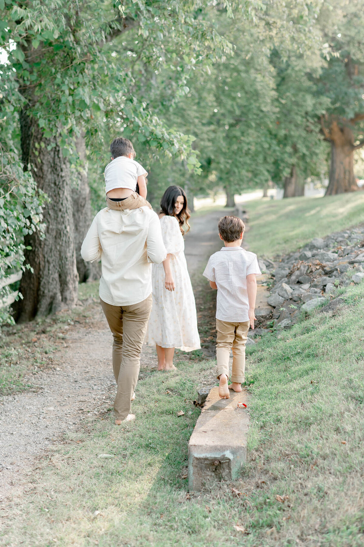 Family walks down a path at Ellington Ag Center in Nashville