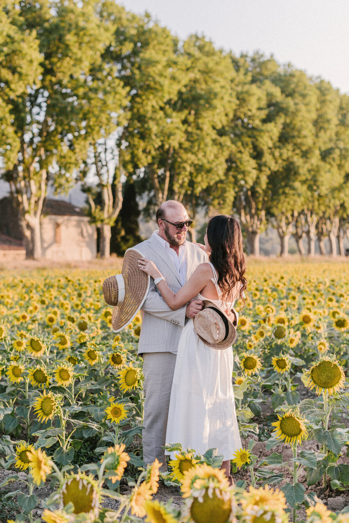Provence sunflower engagement photoshoot