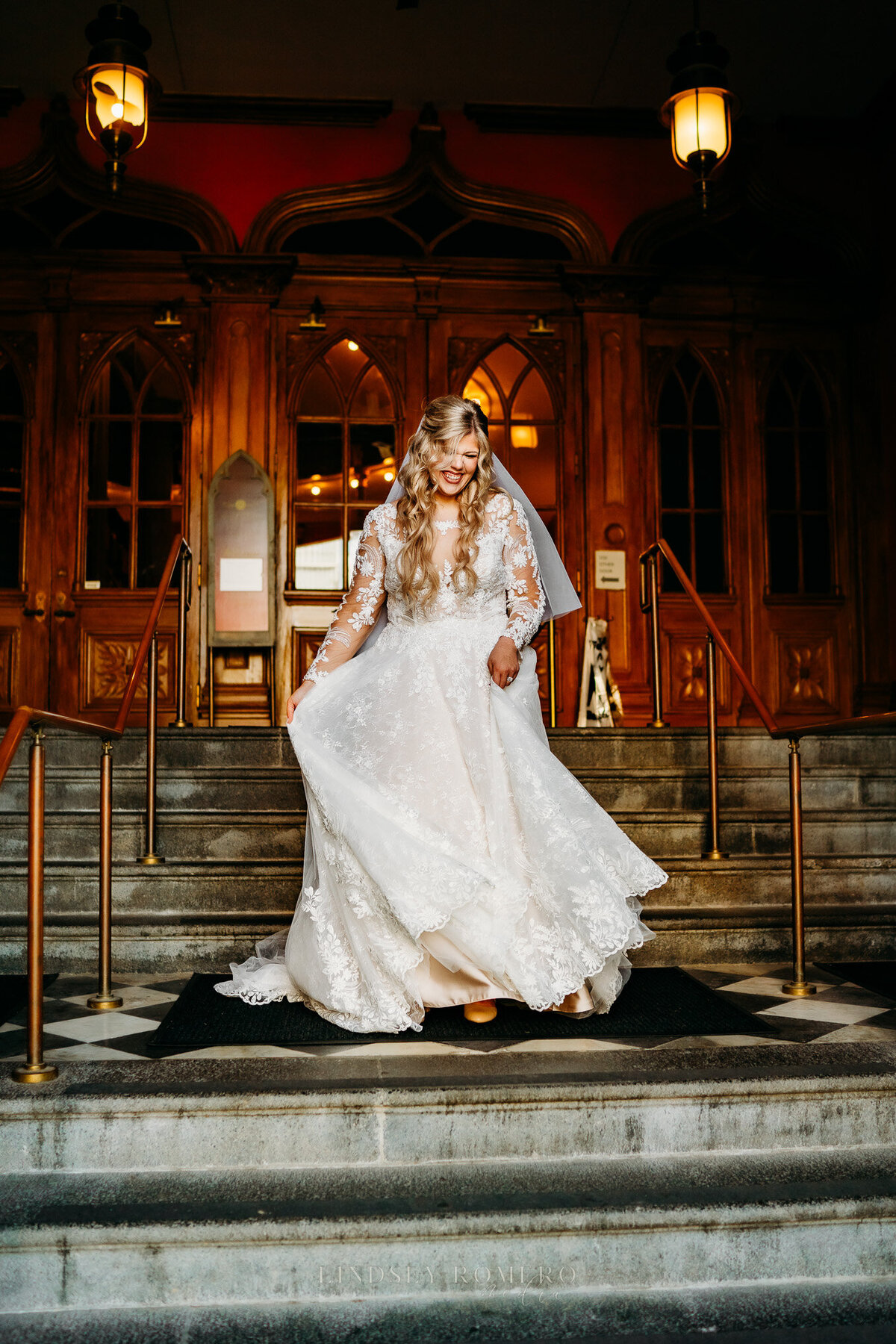 candid photo of bridal pose at old state capital in baton rouge, louisiana