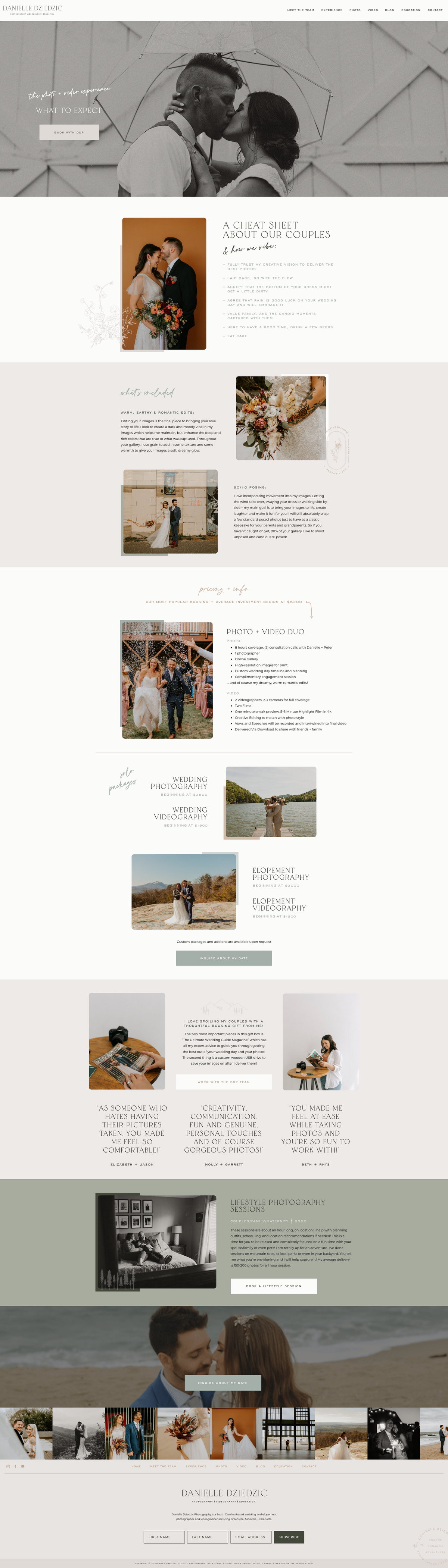 a mockup of a warm, boho website for a photographer