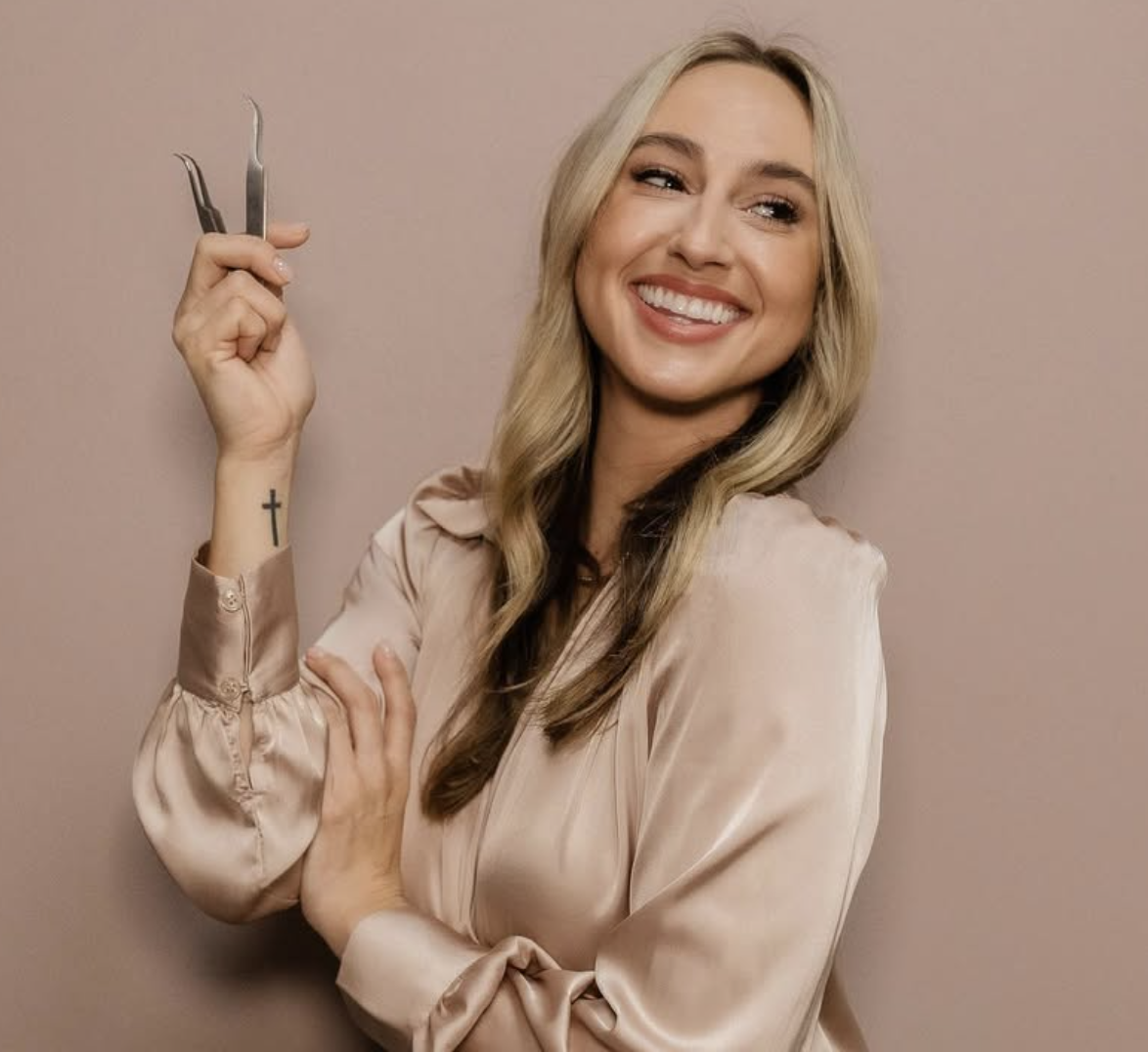 Image showcasing an esthetician holding tweezers, representing brow or lash services offered at Brave Beauty Spa, a Virginia Beach esthetician salon featured in The Aesthetic Edit's portfolio.