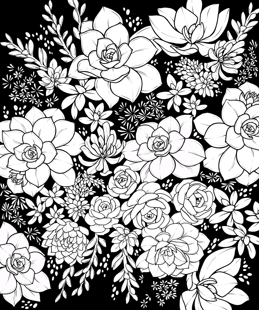 Succulents-Coloring-Page