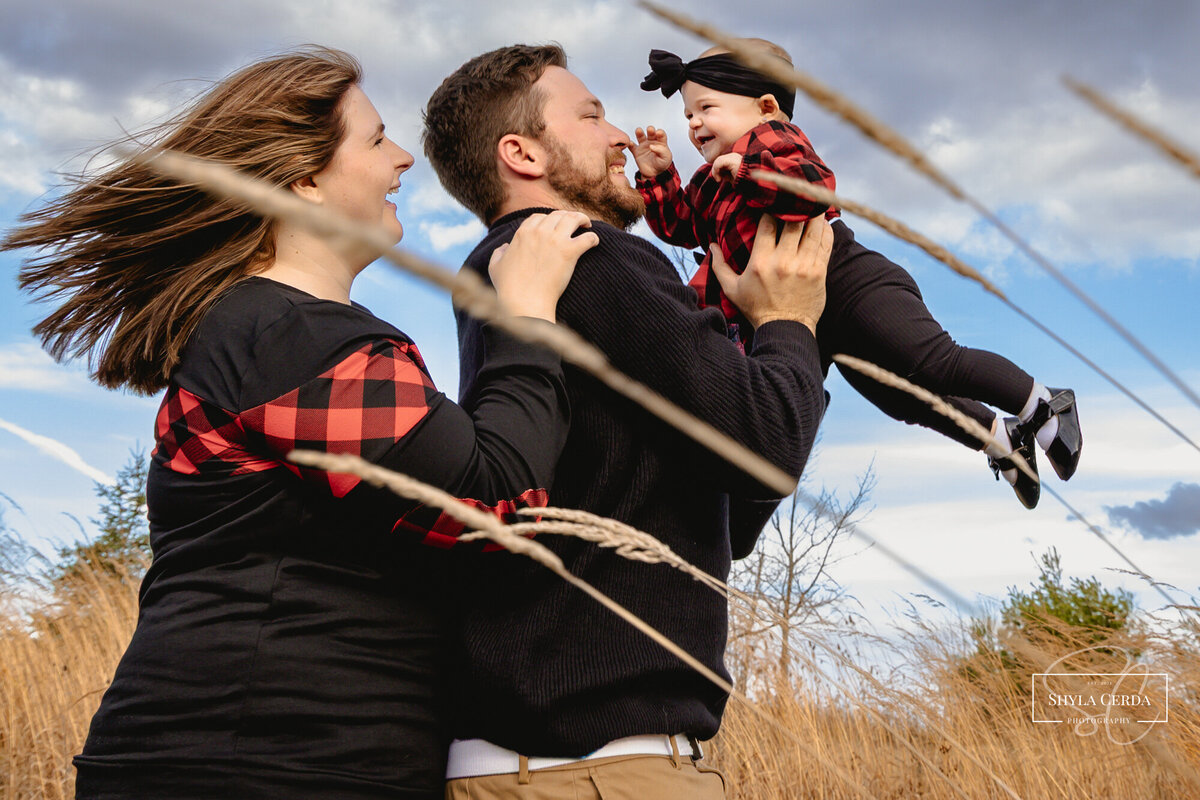 Family playing outdoors