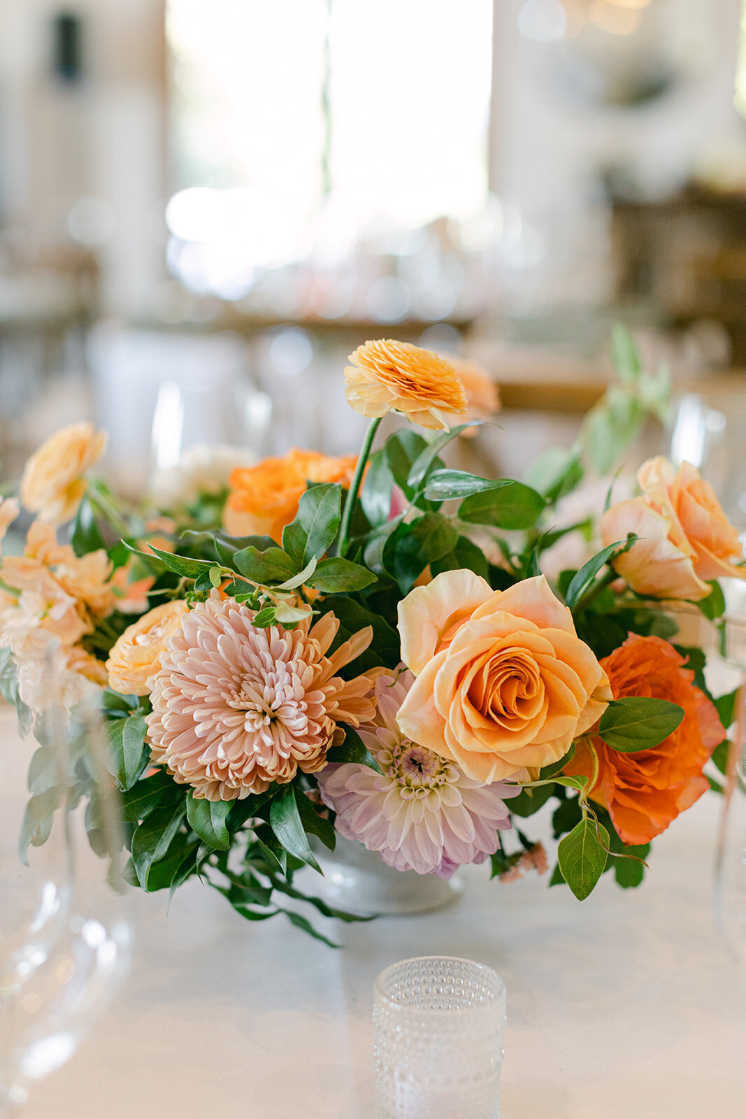 wedding centerpiece peach pastels
