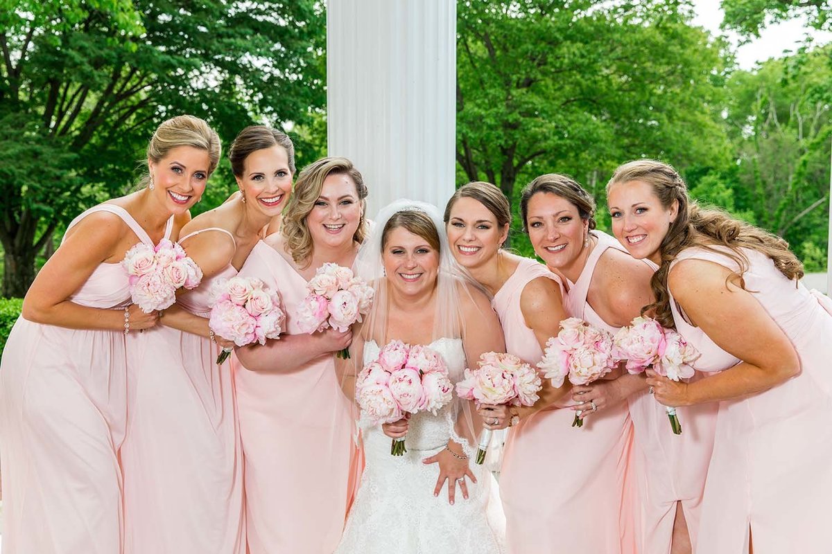 Bride-and-Bridemaids-Posing-For-Wedding-Photo-Wheeling-West-Virginia