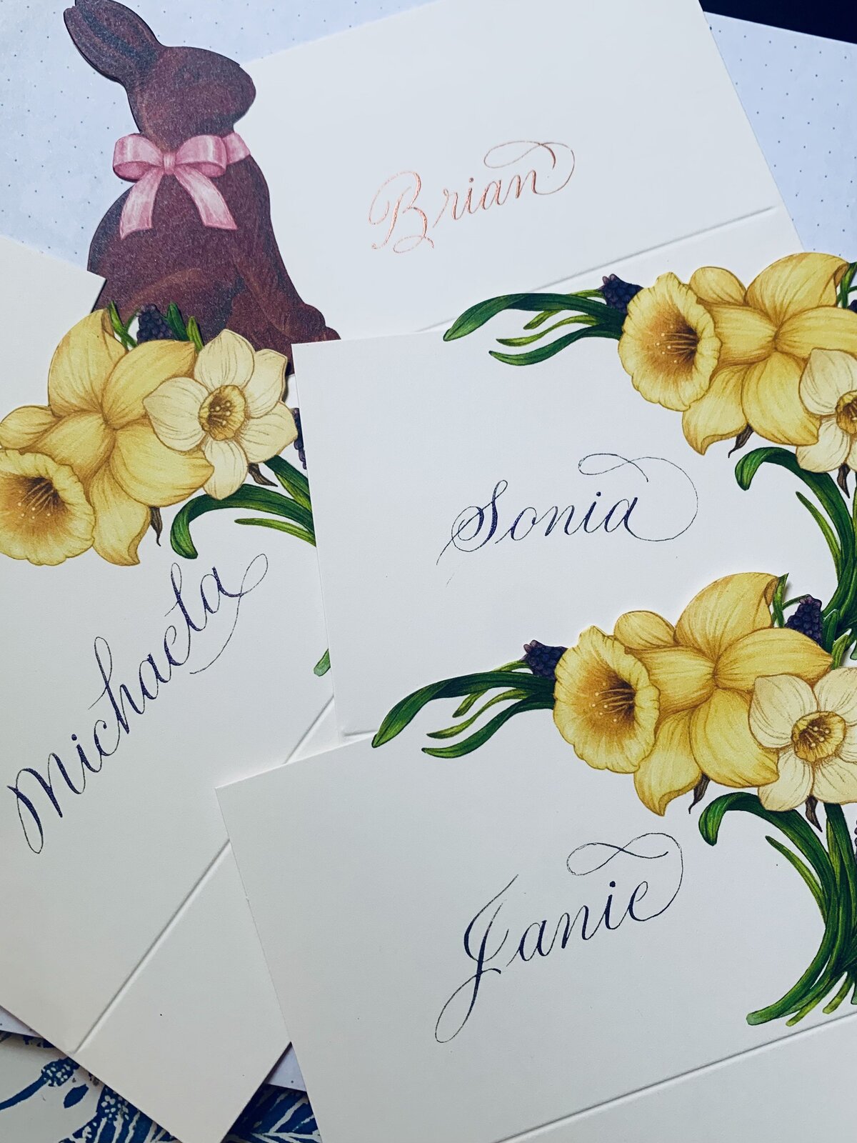 Francisca OToole, OC_Los Angeles Calligrapher, Engraver, Easter place cards, holiday party