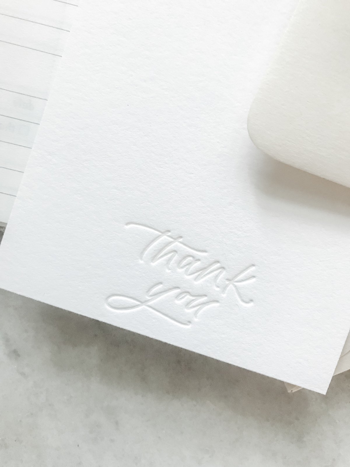 letterpressed thank you card