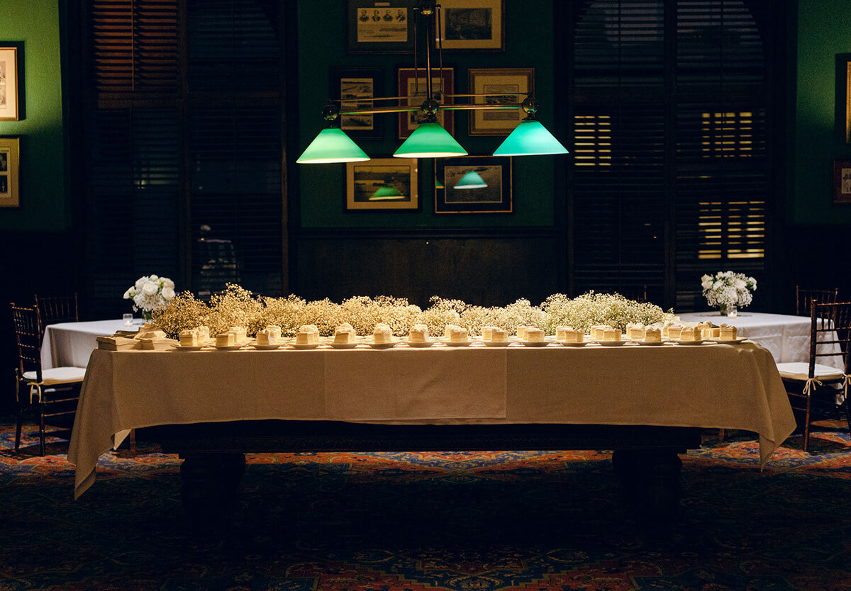 wedding table full of cake and florals