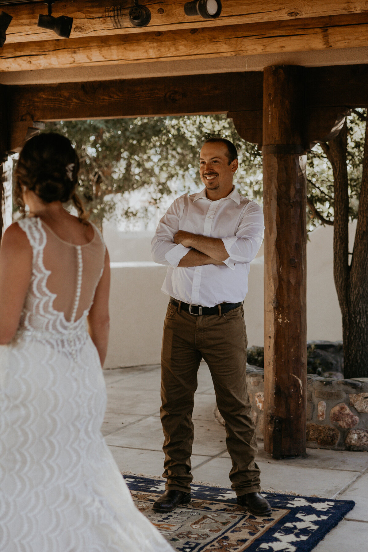 bride and groom during a intimae backyard wedding ceremony