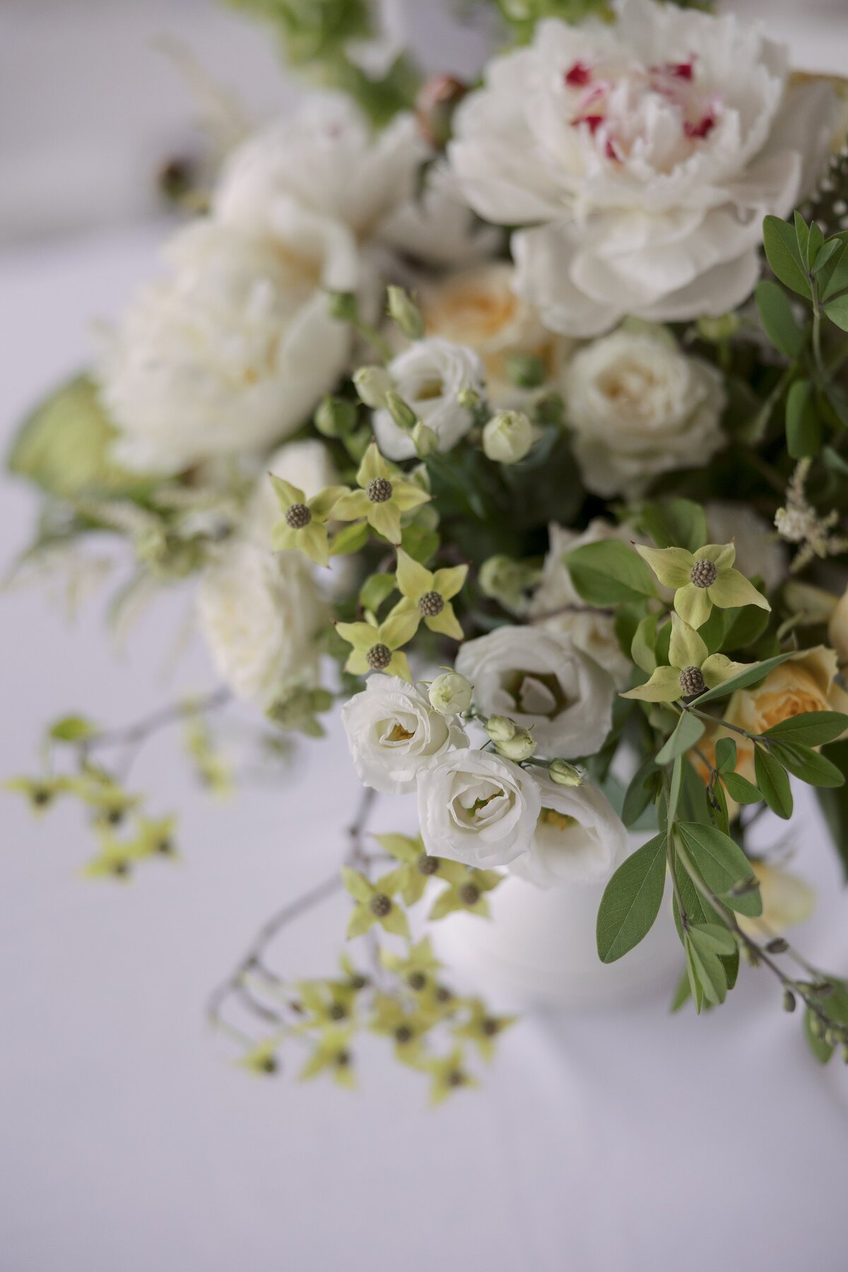 Close up detail of floral decor at the Tennis Hall of Fame  in Newport during a welcome party. 