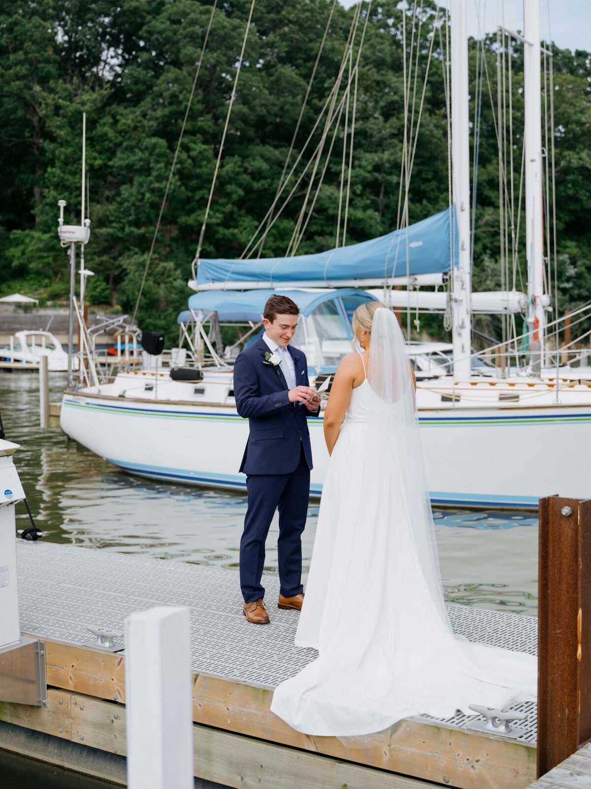Private vows at Cleveland Yachting Club with lake views